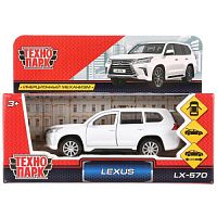 Машина металл LEXUS LX-570 длина 12 см, двери, багаж, инерц, белый, кор. Технопарк в кор.2*36шт LX570-WH